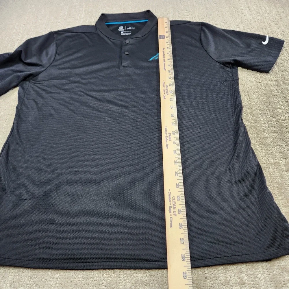 Carolina Panthers Shirt Men Large Blade Collar Nike Polo Dri Fit On Field Black